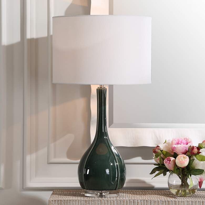 Image 1 Uttermost Essex 27 1/4" High Crackled Hunter Green Ceramic Table Lamp