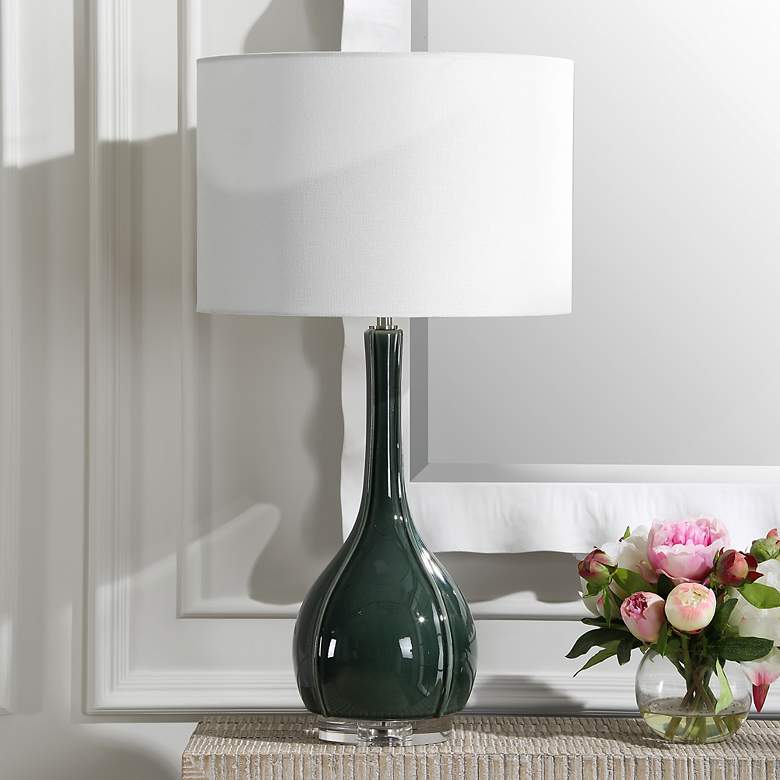Image 3 Uttermost Essex 27 1/4" High Crackled Hunter Green Ceramic Table Lamp more views