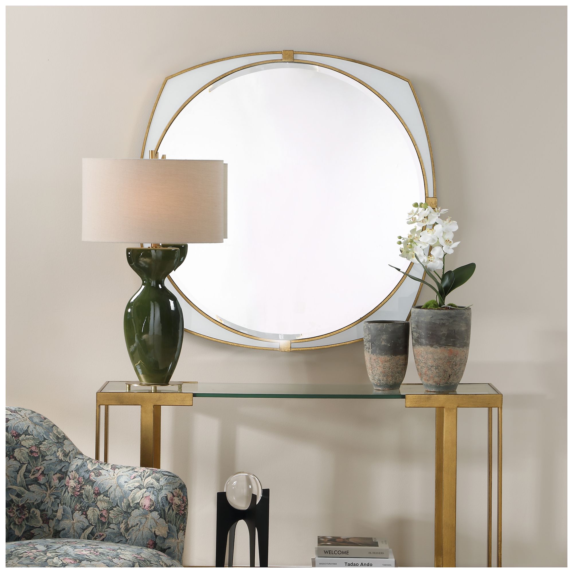 Image 2 Uttermost Estella Antique Gold 38 1/4" Round Mirror more views