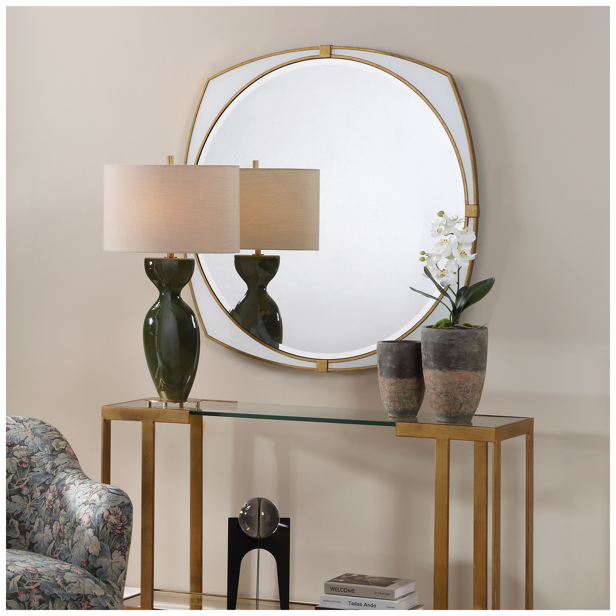 Image 3 Uttermost Estella Antique Gold 38 1/4" Round Mirror more views