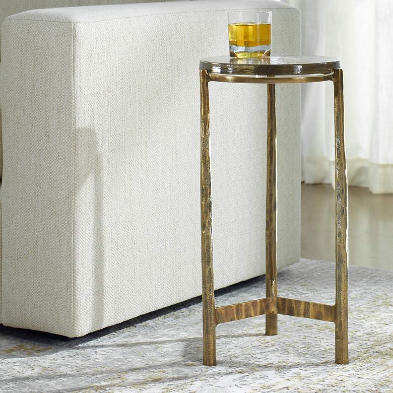 Image 1 Uttermost Eternity 11 1/2" Wide Antique Brass Accent Table