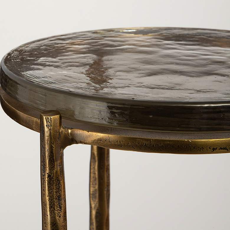 Image 3 Uttermost Eternity 11 1/2" Wide Antique Brass Accent Table more views