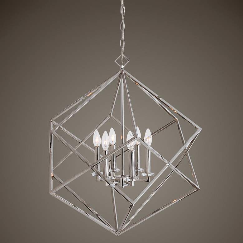 Image 2 Uttermost Euclid 26 inch Wide Polished Nickel 6-Light Pendant