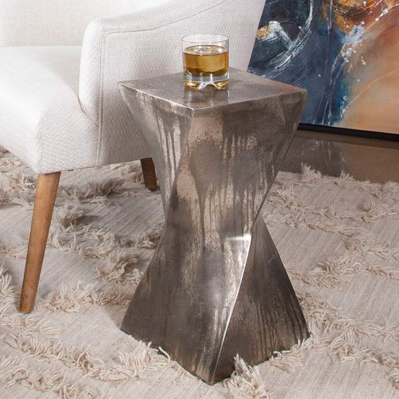 Image 1 Uttermost Euphrates 10" Wide Tarnished Silver Accent Table