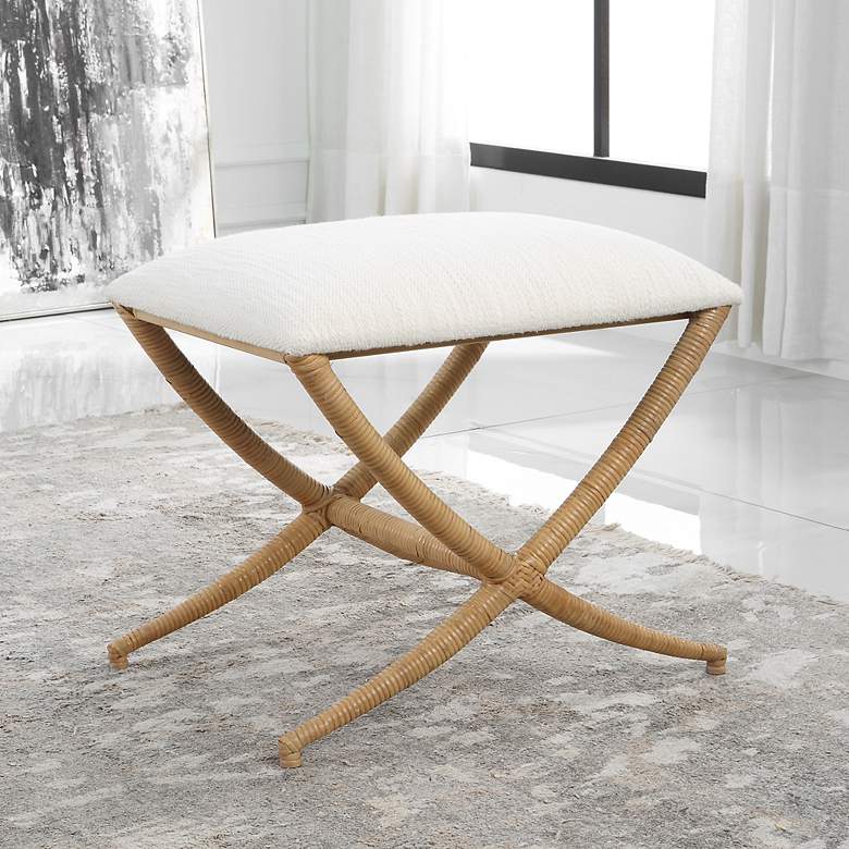 Image 1 Uttermost Expedition 23 1/2" Wide White Fabric Bench