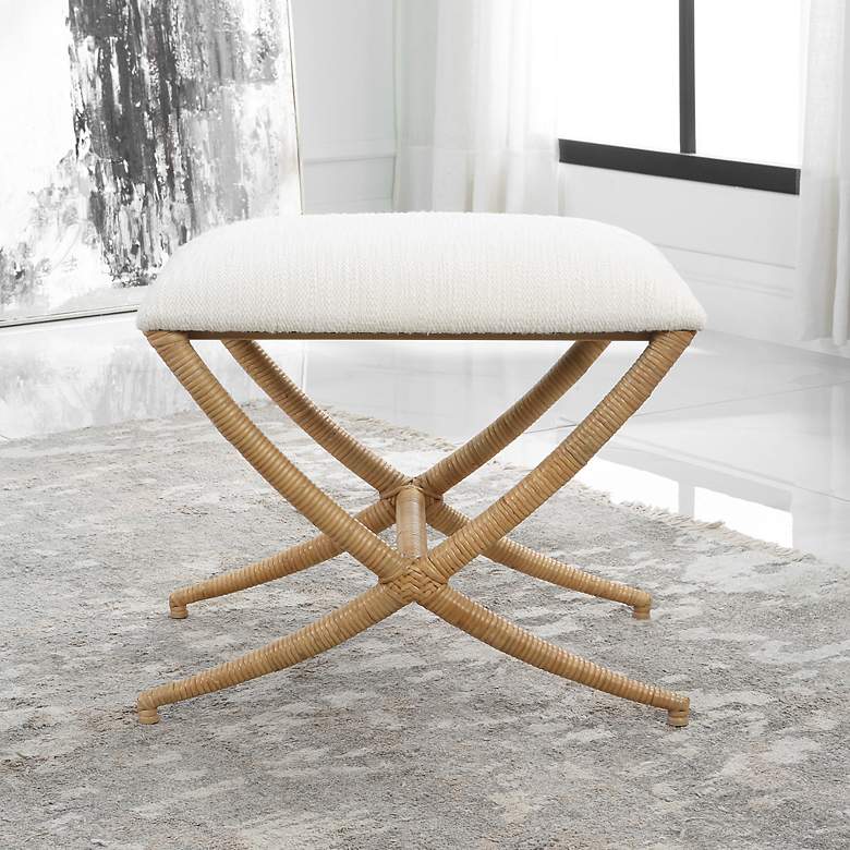 Image 3 Uttermost Expedition 23 1/2" Wide White Fabric Bench more views