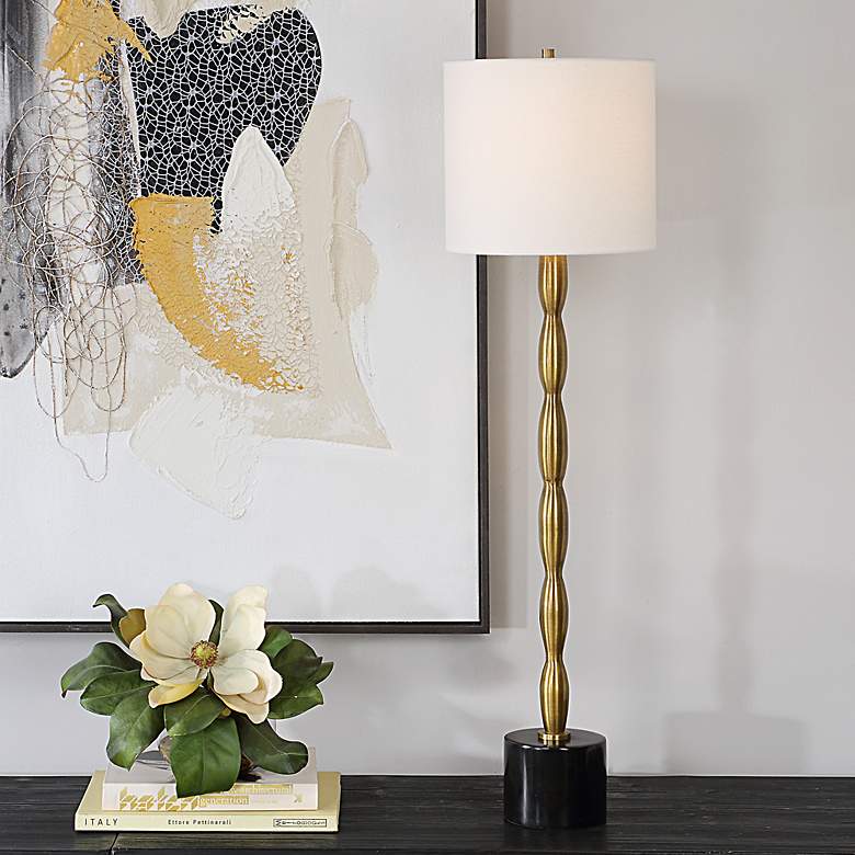 Image 1 Uttermost Ezra 37" High Antique Brass Metal Buffet Lamp