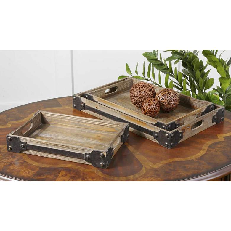 Image 1 Uttermost Fadia Natural Wood Decorative Trays Set of 3