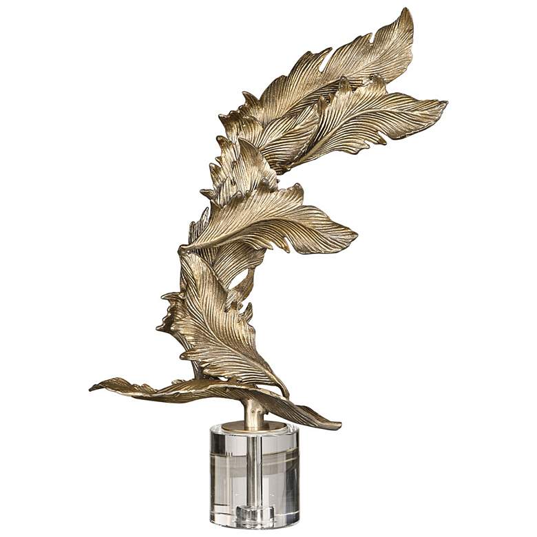 Image 3 Uttermost Fall Leaves 26 1/2 inchH Champagne Silver Sculpture more views