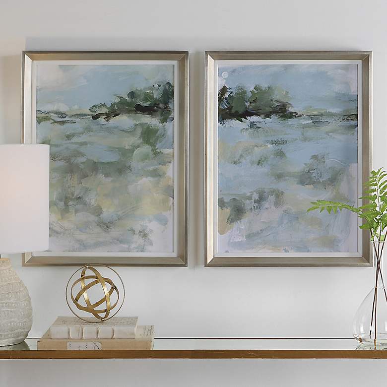 Image 2 Uttermost Far Away View 27" High 2-Piece Framed Wall Art Set