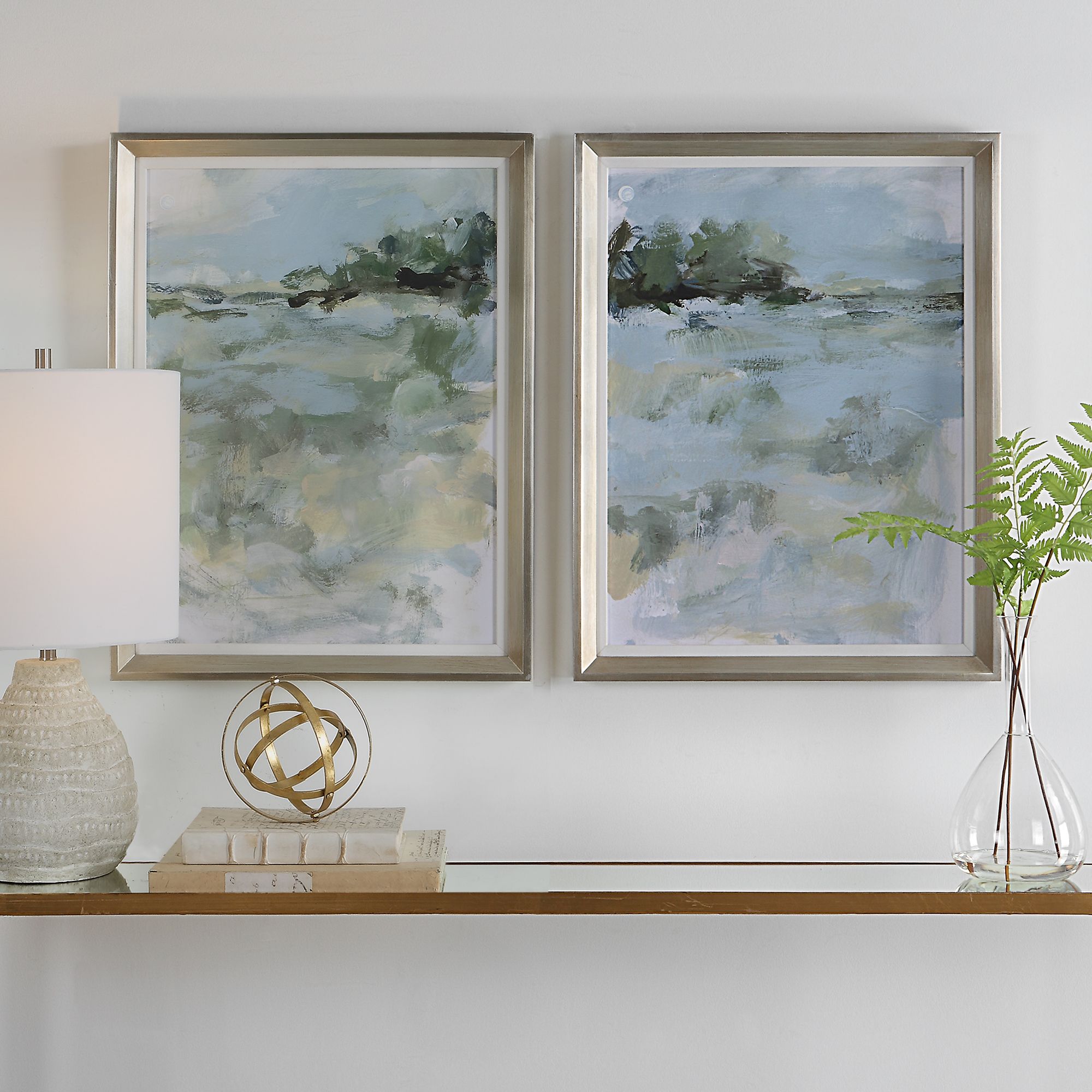 Uttermost Far Away View 27" High 2-Piece Framed Wall Art Set in scene