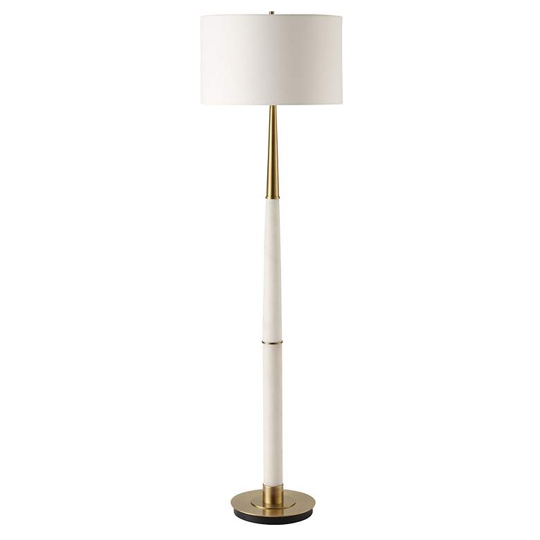 Image 4 Uttermost Faro White Marble and Brass Floor Lamp more views
