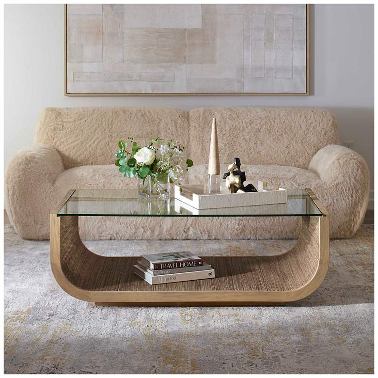 Image 3 Uttermost Farrington 53" Wide Wood Coffee Table with Glass Top more views