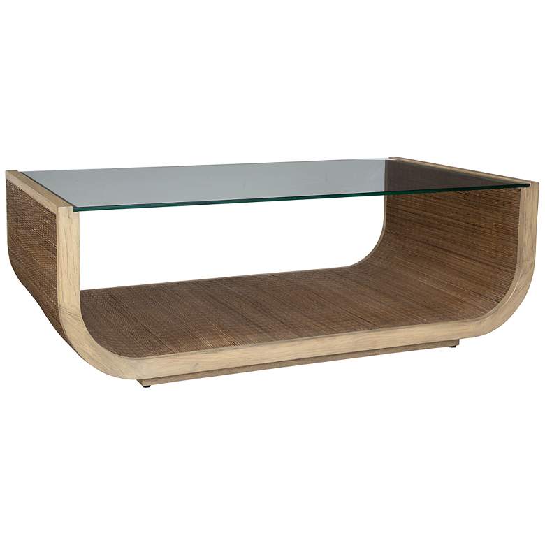 Image 4 Uttermost Farrington 53" Wide Wood Coffee Table with Glass Top more views