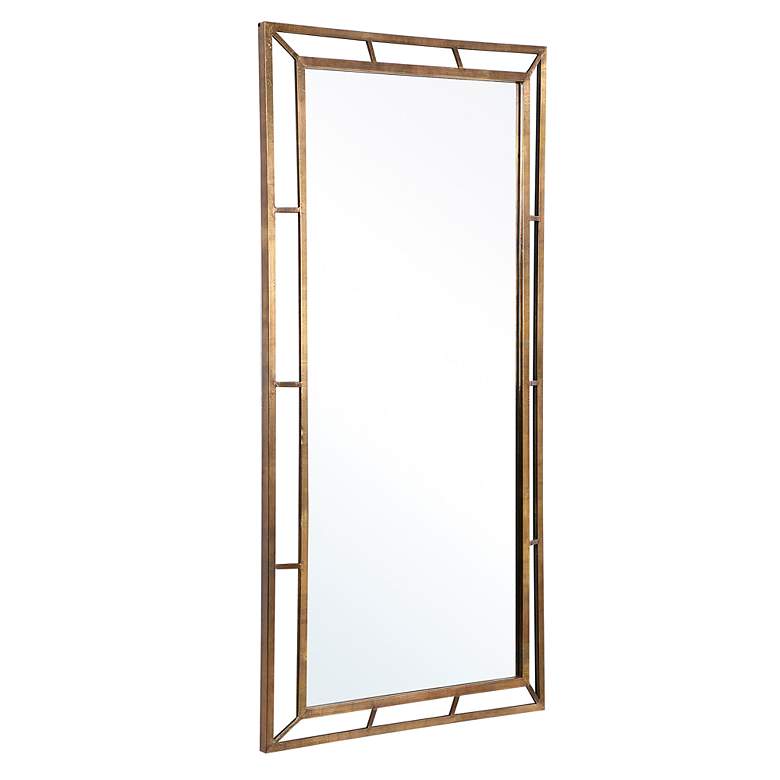Image 4 Uttermost Farrow Brass Iron 28" x 56" Framed Wall Mirror more views