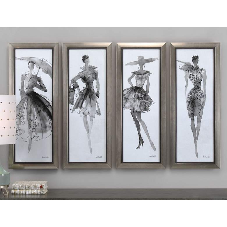 Image 1 Uttermost Fashion Sketchbook 4-Piece 39 3/4 inch High Frame Wall Art Set
