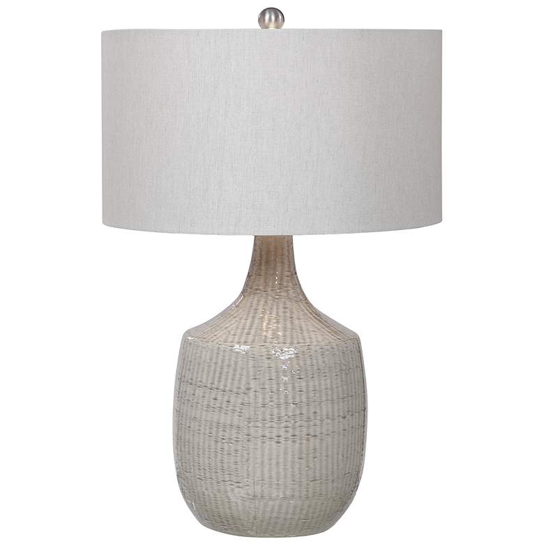 Image 2 Uttermost Felipe 29 1/2" Distressed Light Gray Ceramic Vase Table Lamp