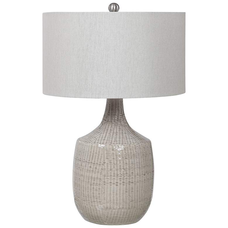 Image 3 Uttermost Felipe 29 1/2" Distressed Light Gray Ceramic Vase Table Lamp more views