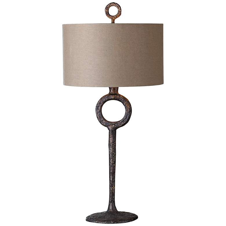 Image 2 Uttermost Ferro 35 inch Rust Beige Rustic Cast Iron Table Lamp