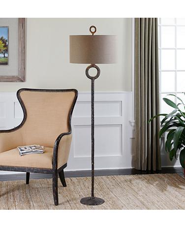 Uttermost Ferro Aged Rust Brown Metal Stem Floor Lamp