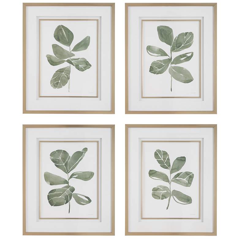 Image 1 Uttermost Fiddle Head Leaf 34" High 4-Piece Framed Prints