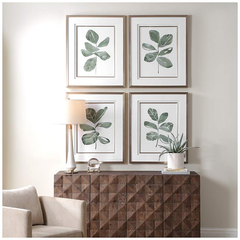 Image 1 Uttermost Fiddle Head Leaf 34" High 4-Piece Framed Prints