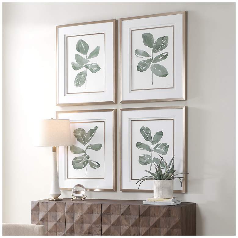 Image 3 Uttermost Fiddle Head Leaf 34" High 4-Piece Framed Prints more views