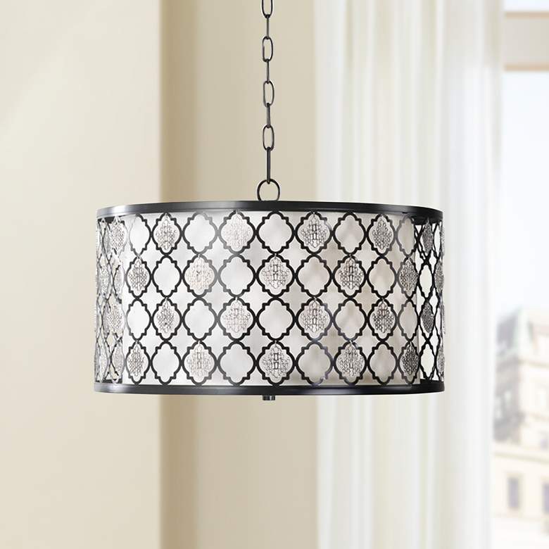 Image 1 Uttermost Filigree 20" Wide Black and Silver Pendant