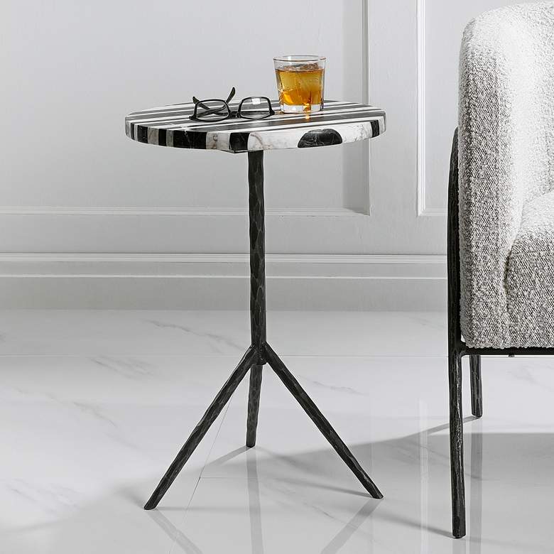 Image 1 Uttermost Fine Line 16 inch Wide Black and White Accent Table