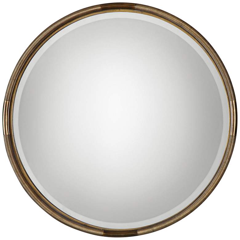 Image 2 Uttermost Finnick Antiqued Gold 35 3/4 inch Round Wall Mirror