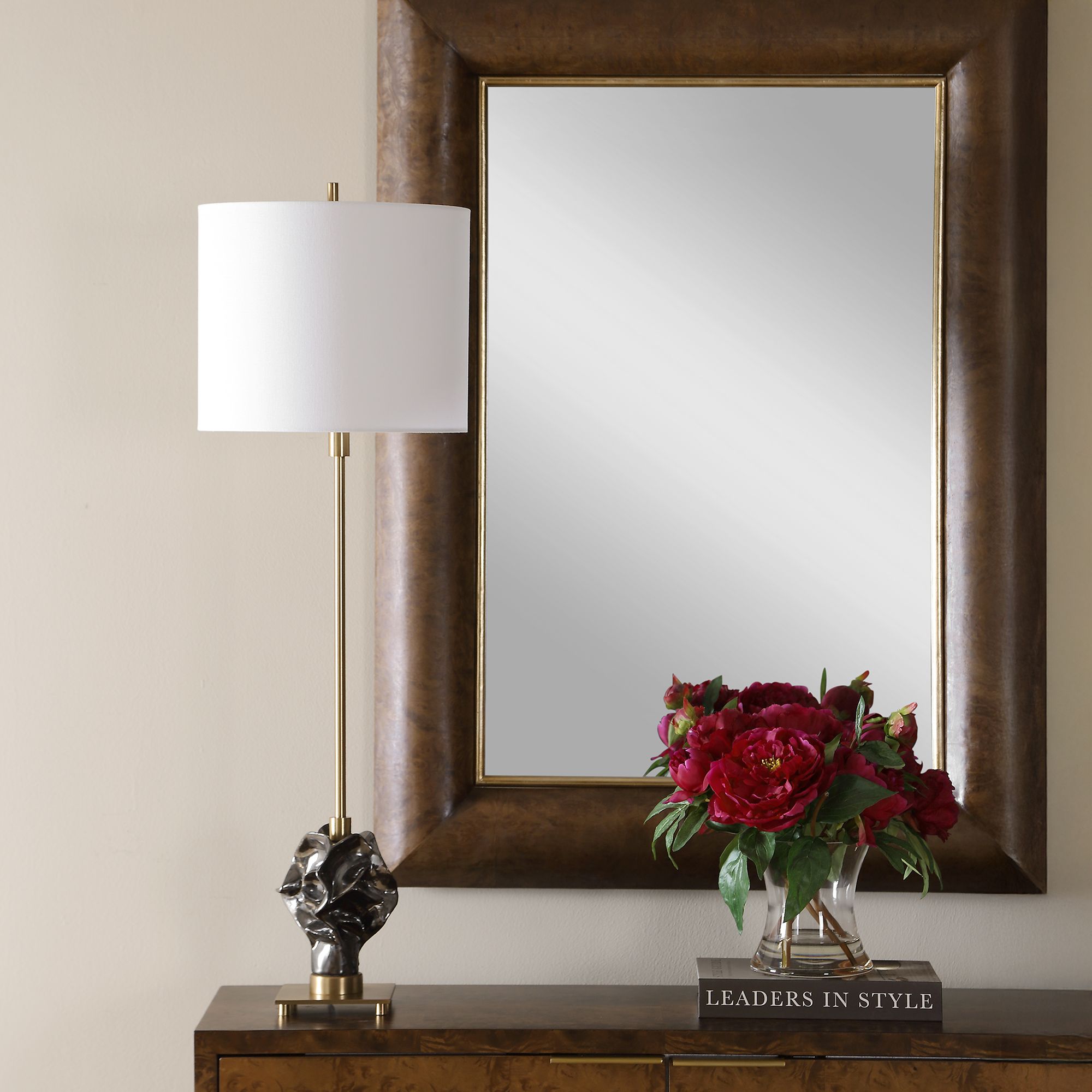 Image 3 Uttermost Fiori 36 3/4" Brass and Espresso Buffet Lamp more views
