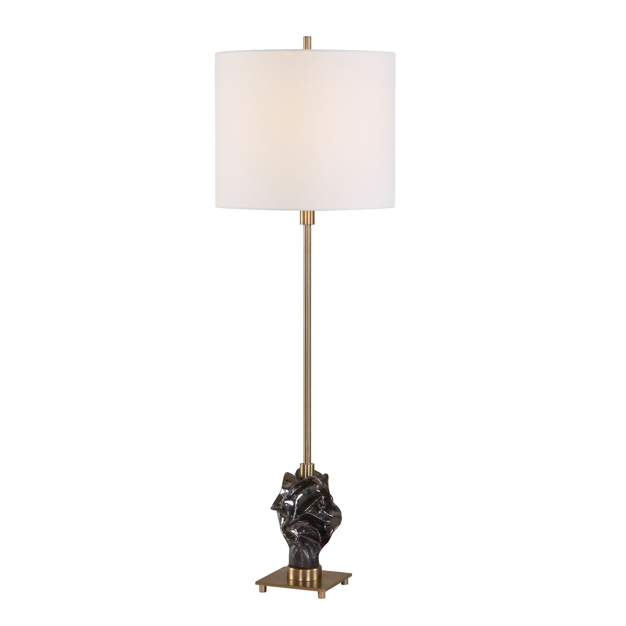 Image 4 Uttermost Fiori 36 3/4" Brass and Espresso Buffet Lamp more views