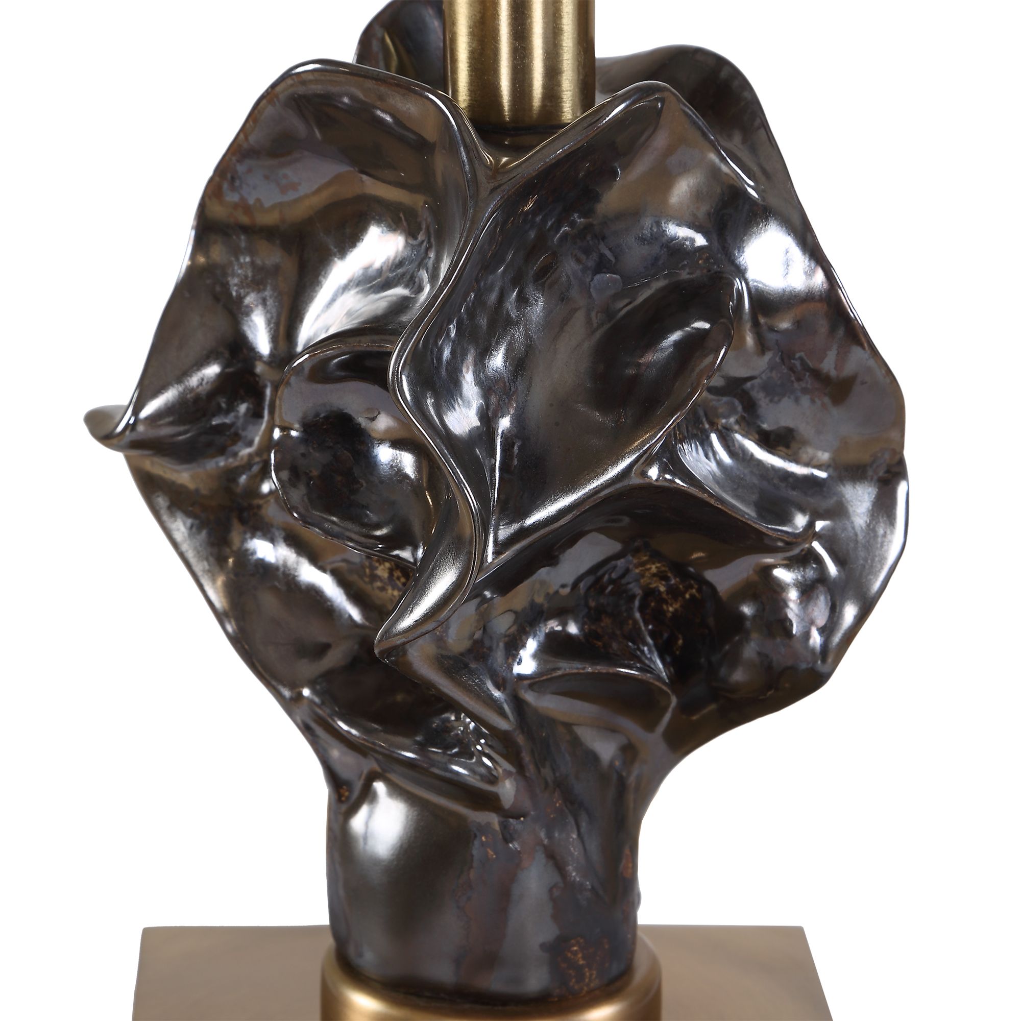 Image 6 Uttermost Fiori 36 3/4" Brass and Espresso Buffet Lamp more views