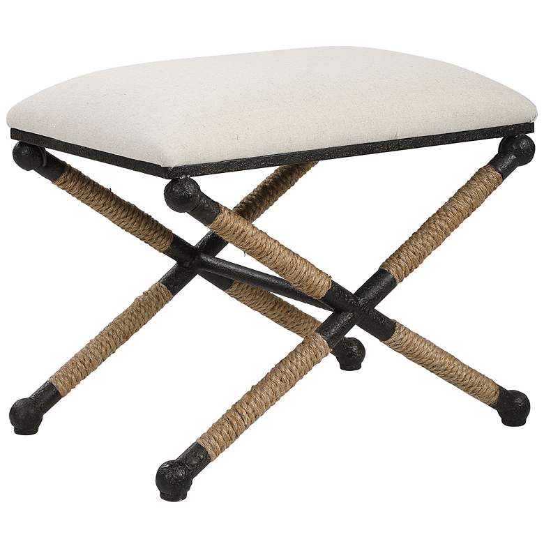 Image 5 Uttermost Firth 24" Wide Rustic Iron Oatmeal Small Bench more views