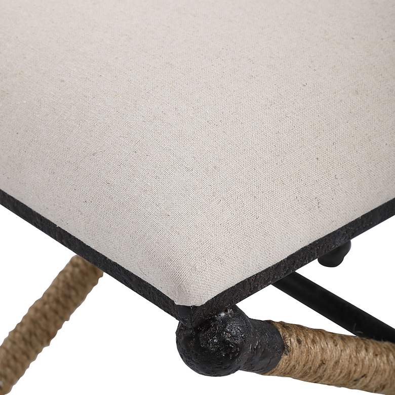Image 6 Uttermost Firth 24" Wide Rustic Iron Oatmeal Small Bench more views