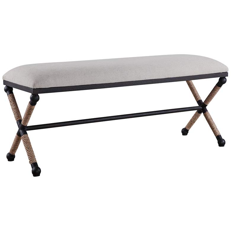 Image 2 Uttermost Firth 47 1/2" Wide Neutral Oatmeal Cotton Bench