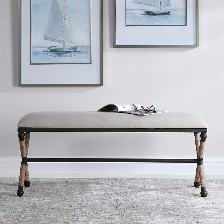 Image 3 Uttermost Firth 47 1/2" Wide Neutral Oatmeal Cotton Bench more views