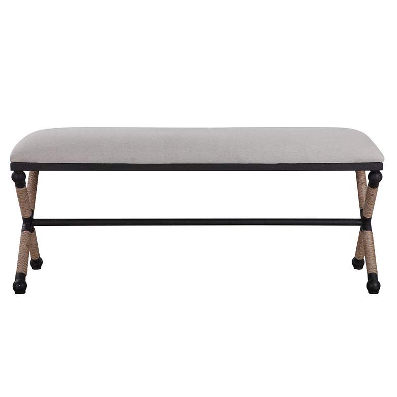 Image 4 Uttermost Firth 47 1/2 inch Wide Neutral Oatmeal Cotton Bench more views