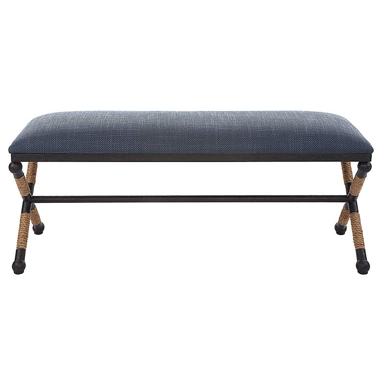 Image 2 Uttermost Firth 47 1/2" Wide Rustic Iron Navy Blue Bench