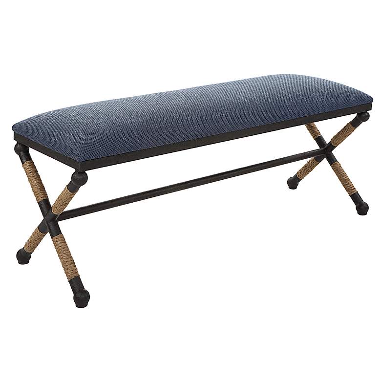 Image 4 Uttermost Firth 47 1/2" Wide Rustic Iron Navy Blue Bench more views