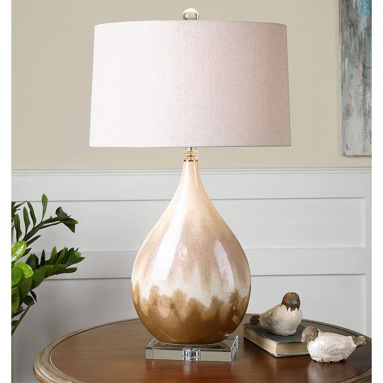 Image 2 Uttermost Flavian 30 1/4" Beige and Ivory Teardrop Ceramic Table Lamp