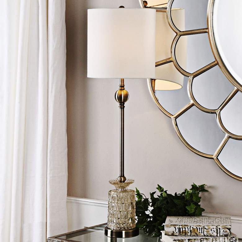 Image 1 Uttermost Flavinia 34" Light Champagne Glass Tall Buffet Table Lamp