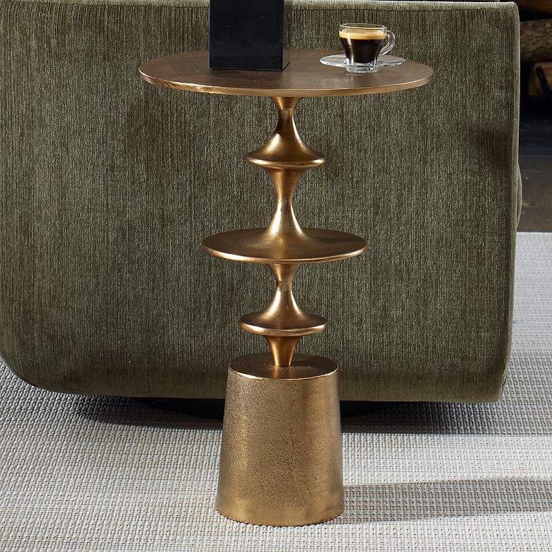 Image 1 Uttermost Flight 16" Wide Antique Brass Metal Accent Table