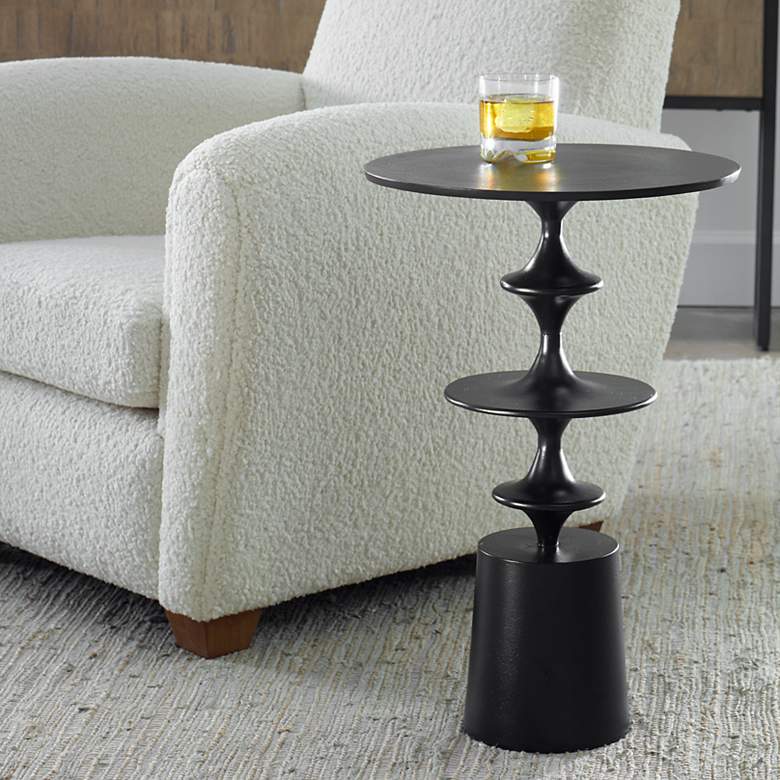 Image 1 Uttermost Flight 23 1/2" High Satin Black Aluminum Modern Accent Table