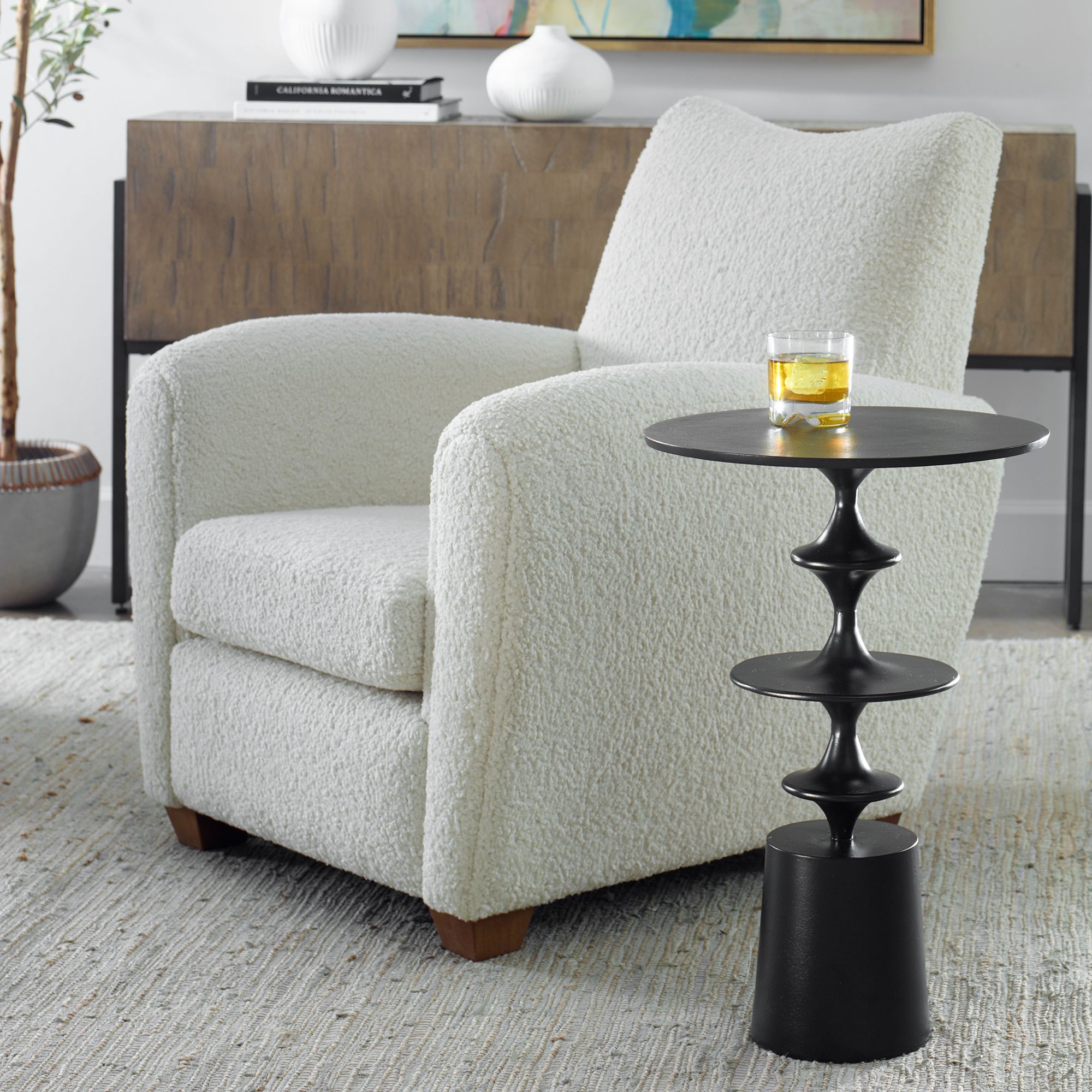 Image 5 Uttermost Flight 23 1/2" High Satin Black Aluminum Modern Accent Table more views