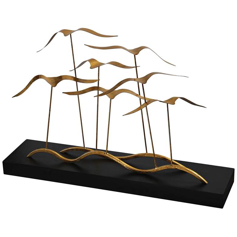 Image 2 Uttermost Flock of Seagulls 24 inchW Gold and Black Sculpture
