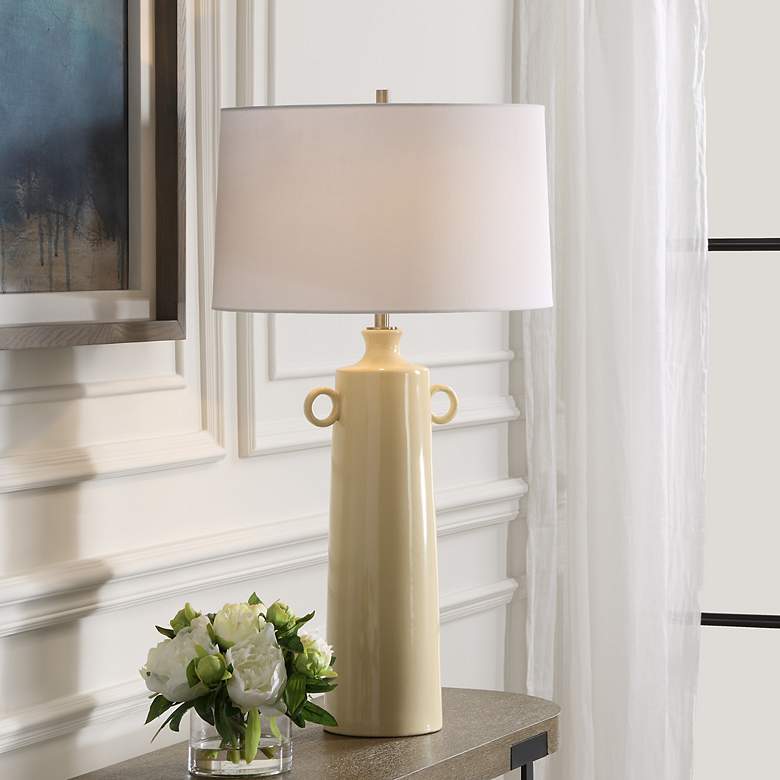 Image 1 Uttermost Florero 32" Modern Pale Yellow Ceramic Table Lamp