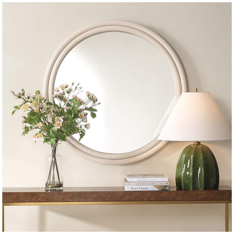 Image 1 Uttermost Florian White 38 1/2" Round Wall Mirror
