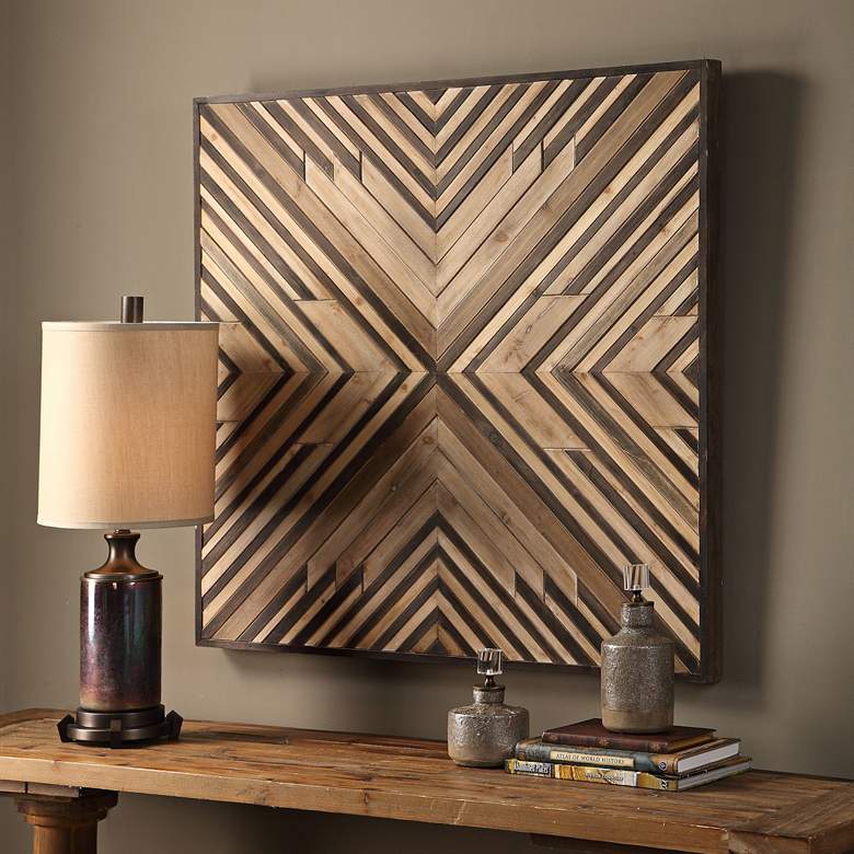 Image 1 Uttermost Floyd 40 1/2 inch High Geometric Wooden Wall Art