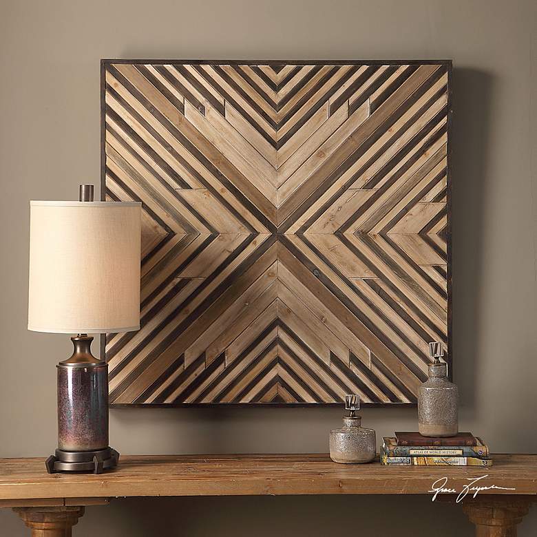 Image 1 Uttermost Floyd 40 1/2" High Geometric Wooden Wall Art
